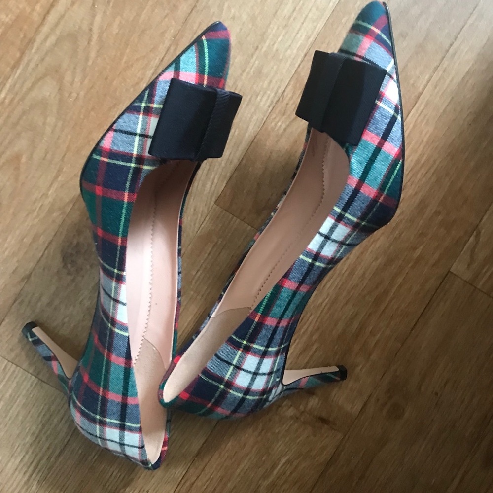 🆕J.CREW Colette Pump Plaid Tartan With Bow